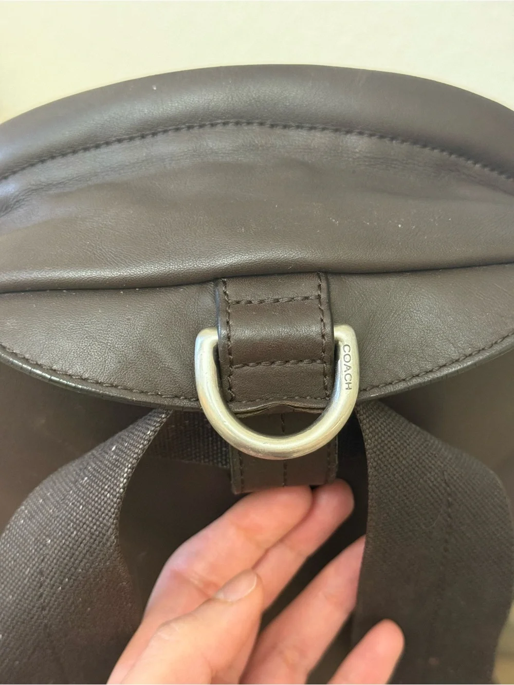 Coach Brown Suede & Dark Brown Leather Sling Backpack